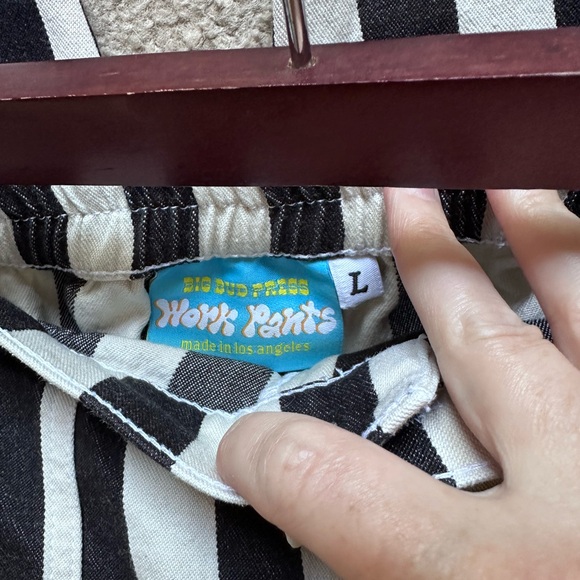 Big Bud Press Black and White Striped Work Pants Size Large - Picture 3 of 11
